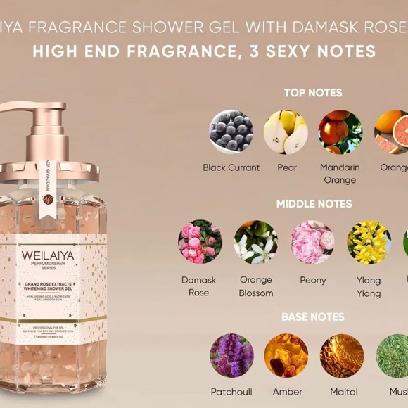 Brand New WEILAIYA Damask Grand Rose Extract Shower Gel 450mL - Picture 3 of 15